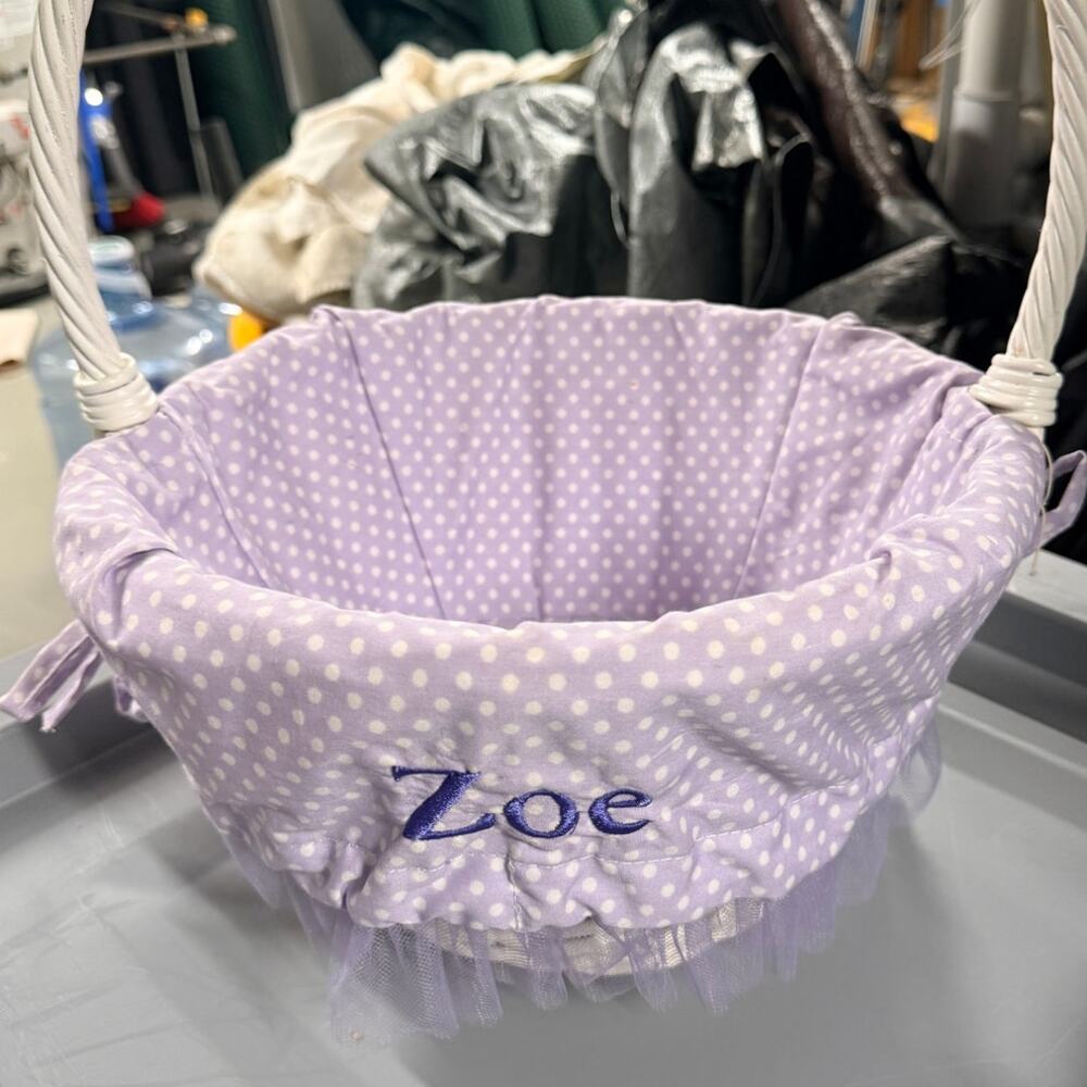Pottery Barn Kids Easter Basket Liner Purple with white dots, Tutu